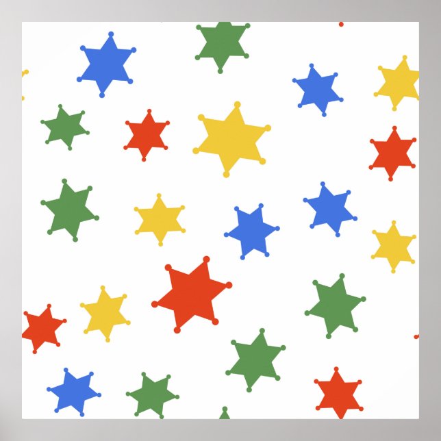Affiche Icône shérif Hexagram de couleur isolé patte trans (Devant)