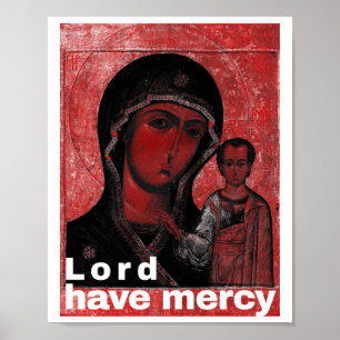 Affiche Icône Theotokos Seigneur Aie Pitié Autocollant 