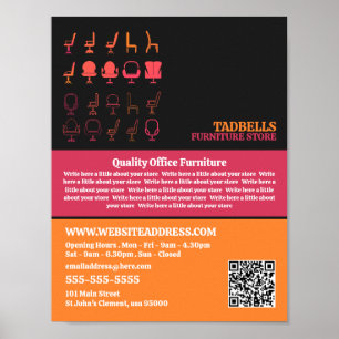 Affiche Icônes de chaise - Ventes de magasin de meubles