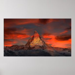 Affiche Iconic Alpine Mountain Matterhorn at Sunset