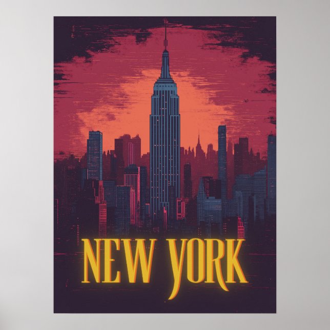 Affiche Iconic New York City - Skyline nocturne (Devant)