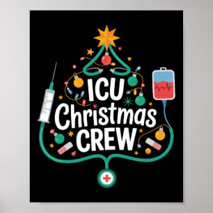 Affiche Icu Christmas Crew Infirmière de vacances Soins in