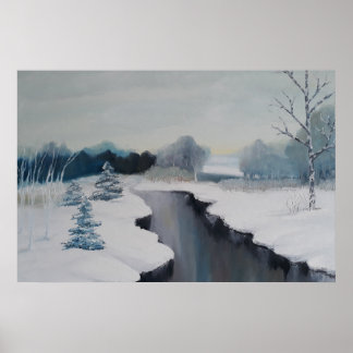 Affiche Icy River - un magnifique paysage enneigé, hiver