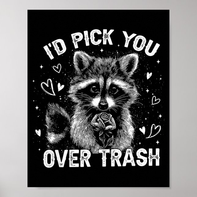 Affiche I'd Ck You Over Trash Funny Raccoon Retro Valentin (Devant)