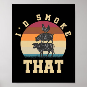 Affiche Id Fumée Amusante Viande De Porc Lover Bbq Gif