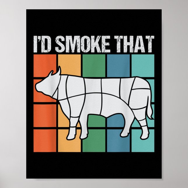 Affiche Id Fumée Drôle Barbeque Fumer Grillmaste (Devant)