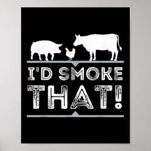 Affiche Id Fumée Drôle Fumeur Barbecue Pitmaster