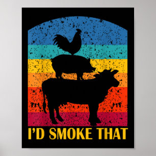 Affiche Id Fumer ça - Drôle barbecue Retro Grilling
