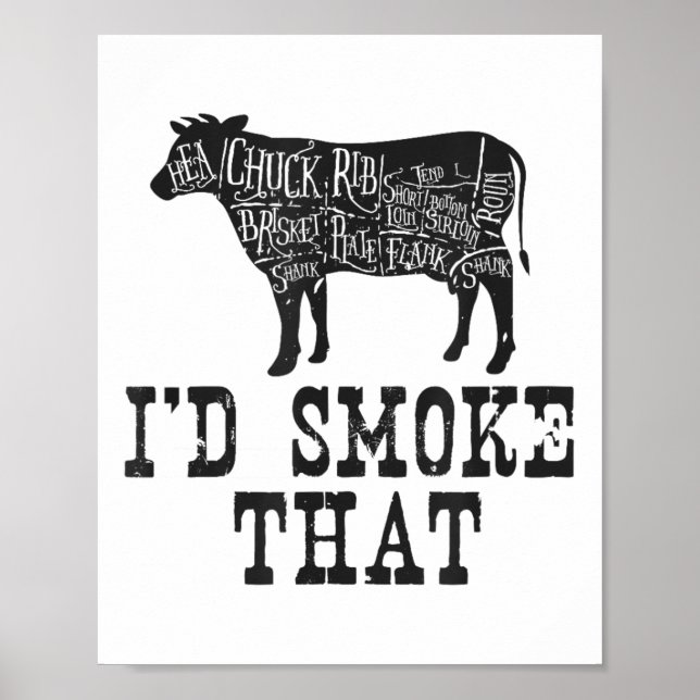 Affiche Id Fumer Cette Vache - Vêtements Grillmasters Pour (Devant)