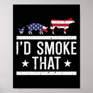 Affiche Id Grill That Chicken Pig Cow Us Drapeau Bbq Barbe