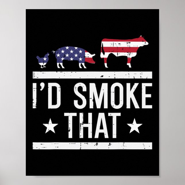 Affiche Id Grill That Chicken Pig Cow Us Drapeau Bbq Barbe (Devant)