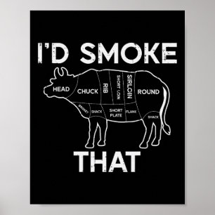 Affiche Id Grill That Cow Beef Meat Chart Barbecue Gri