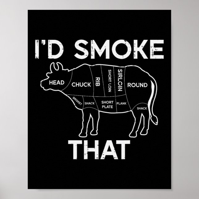 Affiche Id Grill That Cow Beef Meat Chart Barbecue Gri (Devant)