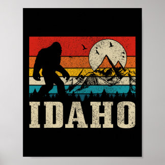 Affiche Idaho Bigfoot Vintage Montagnes Randonnée Camping