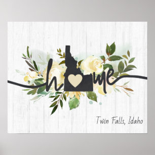 Affiche Idaho État Personnalisé Votre Ville Natale Rustiqu
