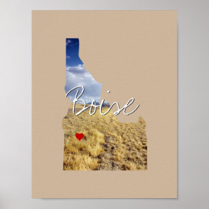 Affiche Idaho State Photo insert and town name