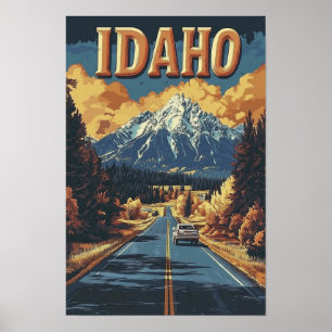 Affiche Idaho USA Art Vintage Illustration Voyage