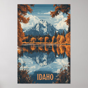 Affiche Idaho USA Illustration Vintage Voyage