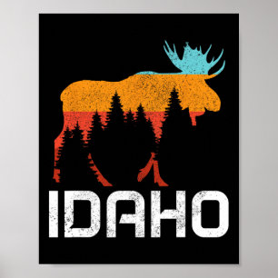 Affiche Idaho Vintage Retro Fierté Souvenir Élan Nature Hi