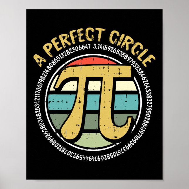 Affiche Idéal Cercle Pi Day Retro Math Symboles Numéro Te (Devant)
