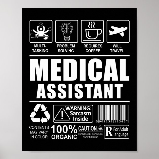 Affiche Idée cadeau d'avertissement CMA Assistant Médicale (Devant)