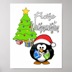 Affiche Idée cadeau de Noël pingouin Joyeux Noël