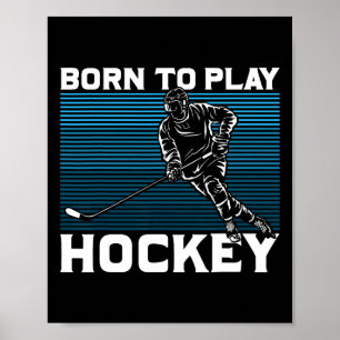Affiche Idée cadeau gardien de but de hockey sur glace Né