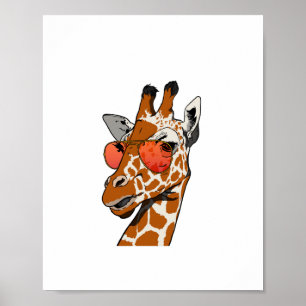 Affiche Idée cadeau girafe amusante avec lunettes de solei