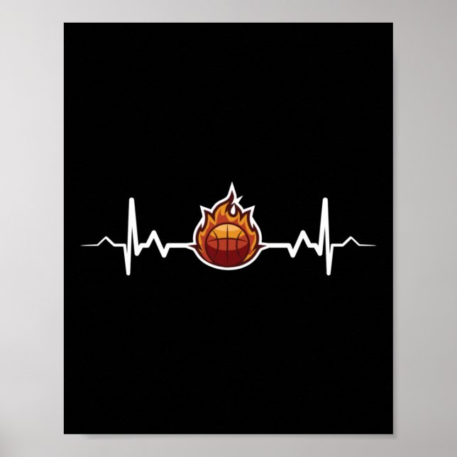 Affiche Idée cadeau Heartbeat de basket-ball (Devant)