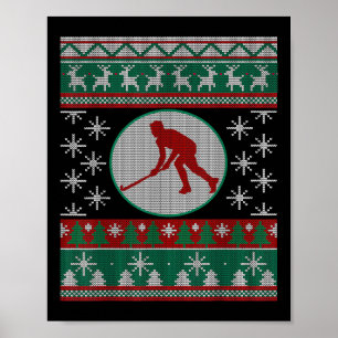 Affiche Idée de cadeau de Noël laid de hockey sur gazon Fi