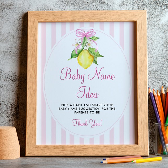 Affiche Idée de nom de bébé Lemons Panneau de jeu (Créateur téléchargé)