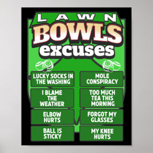 Affiche Idée d'excuses drôles de boules de pelouse pour ho