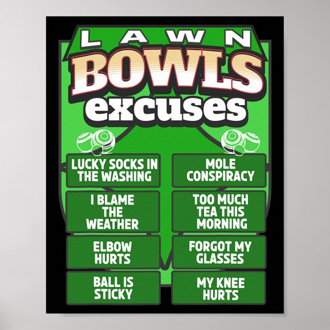 Affiche Idée d'excuses drôles de boules de pelouse pour ho (Devant)