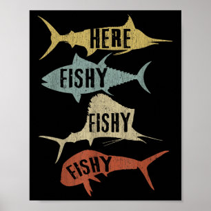 Affiche Idées Cadeaux de Pêche en Eau Salée Drôle Vintage 
