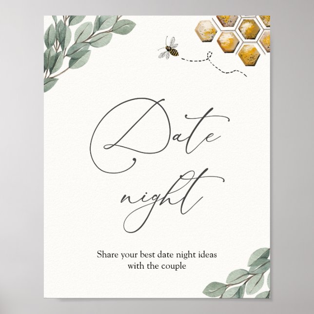 Affiche Idées de soirée Date Nuit Signe Abeille Eucalyptus (Devant)