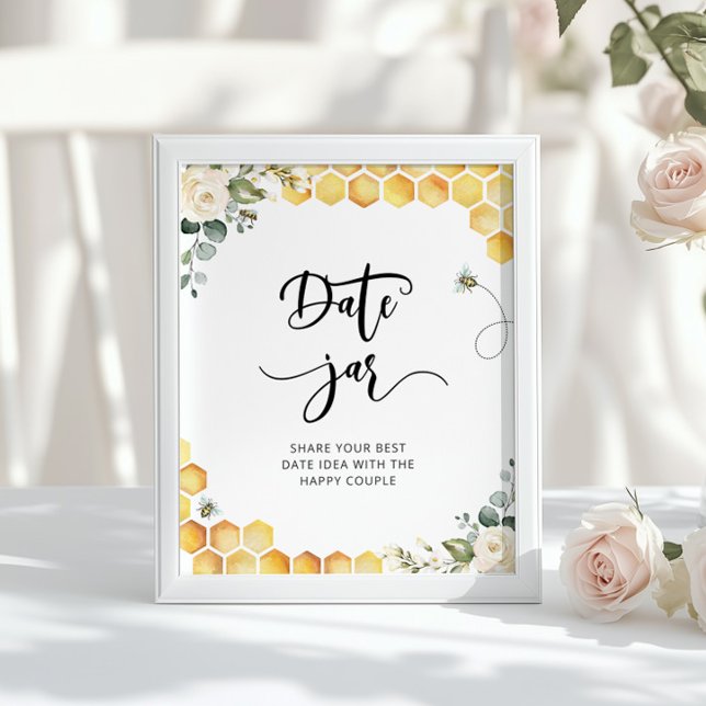 Affiche Idées de soirée en amoureux abeille aquarelle. Pot (Créateur téléchargé)