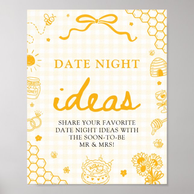 Affiche Idées de soirée en amoureux abeille miel gingham j (Devant)