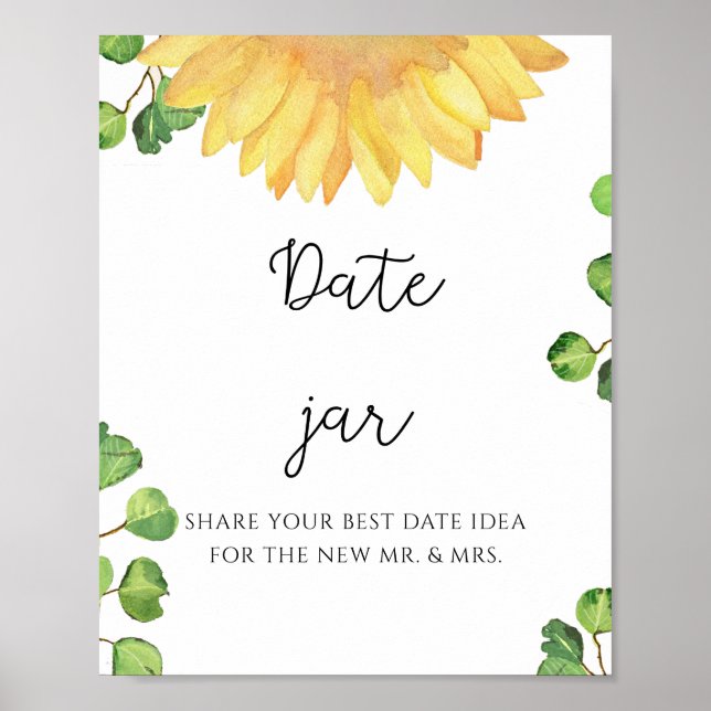 Affiche Idées de soirée en amoureux tournesol. Jeu de jar  (Devant)