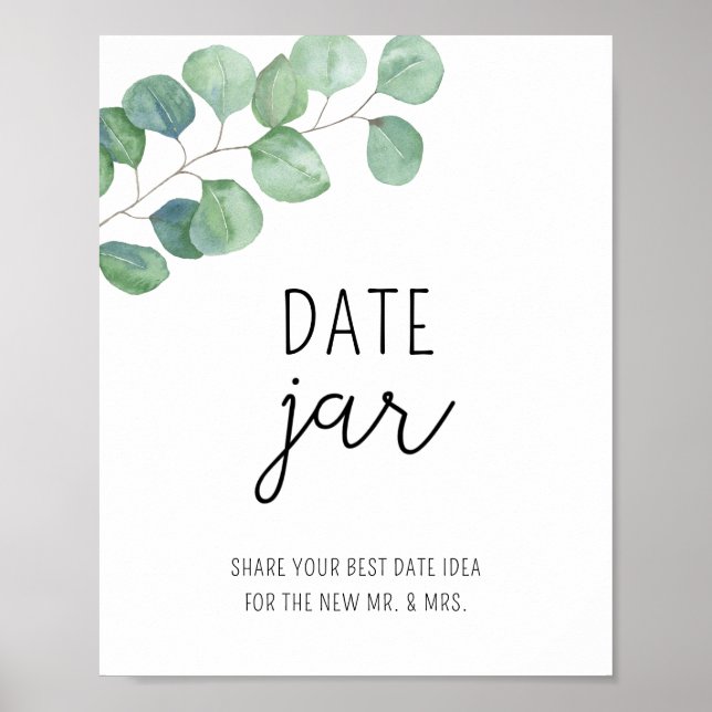 Affiche Idées de soirée eucalyptus. Jeu de mariage avec un (Devant)
