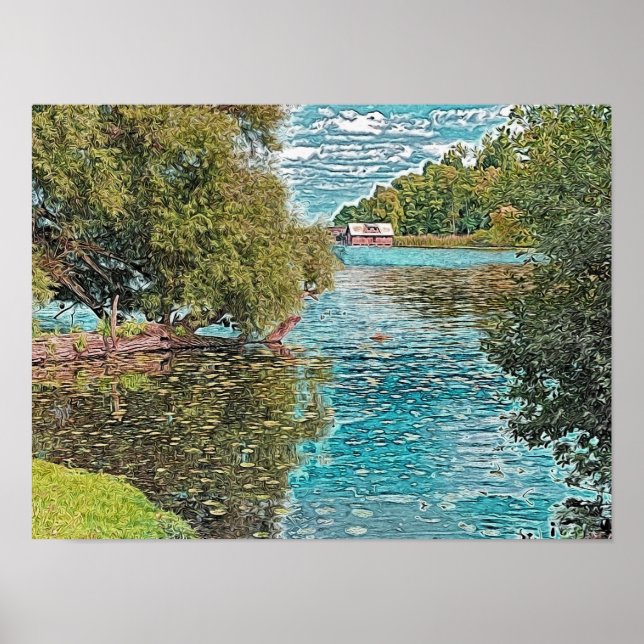 Affiche Idyll au lac - peinture numérique (Devant)