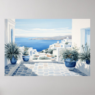 Affiche Idyllic Greek Island : Aquarelle numérique