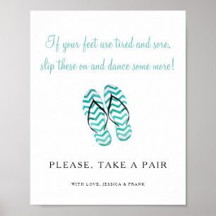 Affiche If Feet Tired And Sore Take Flip Flops Wedding