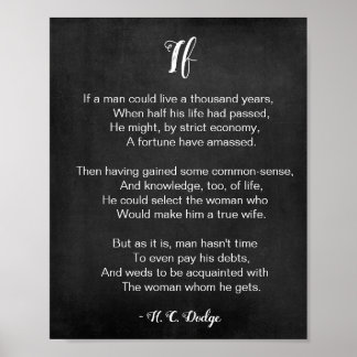 Affiche If Poem by Reginald H. C. Dodge Black and White