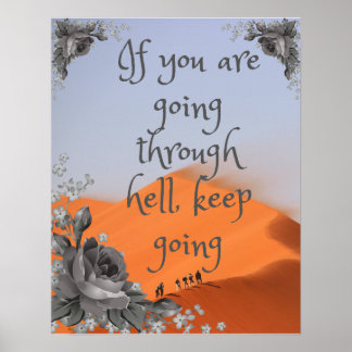 Affiche If you are going through hell wood wall art