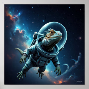 Affiche Iguana de science-fiction dans l'espace