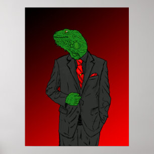 Affiche Iguana en costume d'affaires