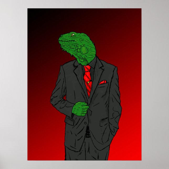 Affiche Iguana en costume d'affaires (Devant)