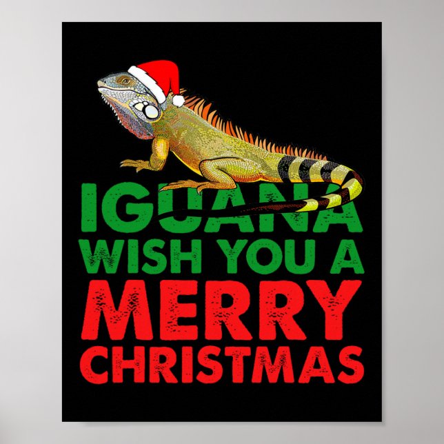 Affiche Iguana Vous Souhaite Un Joyeux Noël Drôle Iguana (Devant)