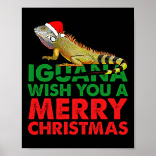 Affiche Iguane vous souhaite un joyeux Noël Iguane drôle