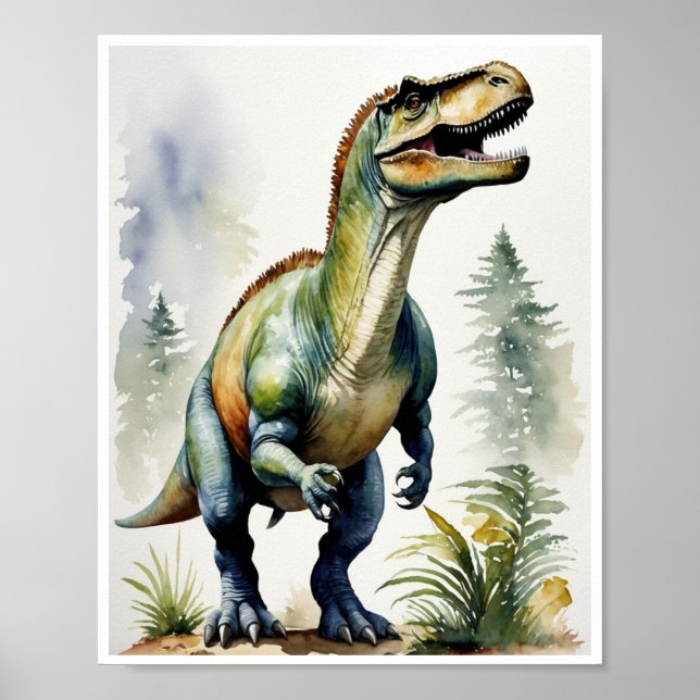 Affiche Iguanodon Dinosaur aquarelle peinture murale (Devant)